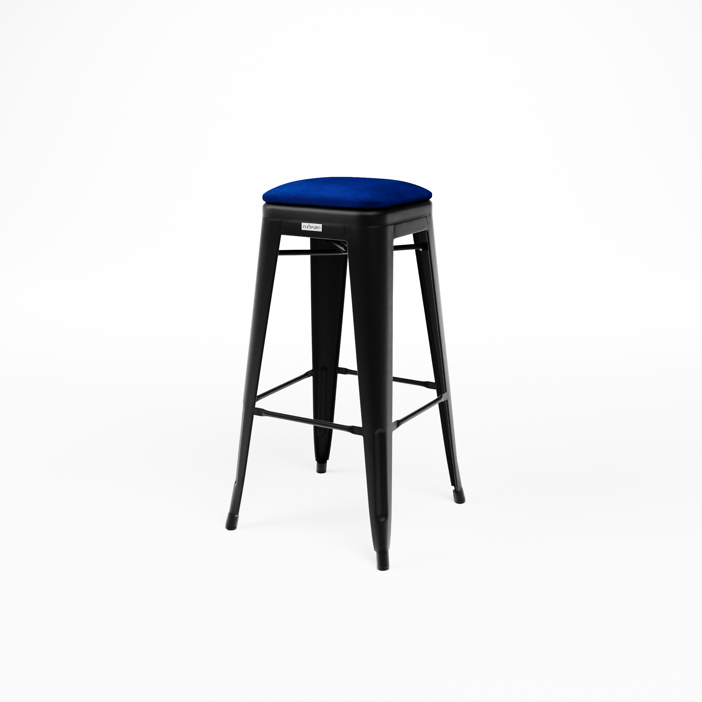 Steel velour bar stool with seat cushion